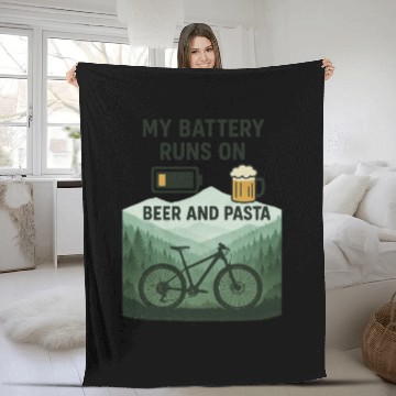 Discover Battery Icon with Beer and Pasta Theme Fleece Blankets