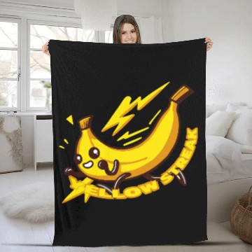 Discover kawaii banana electric shock Fleece Blankets