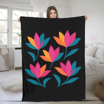 Discover Colorful Abstract Tulips Graphic Fleece Blankets