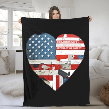 Discover Democracy Defend It Or Lose It USA flag vintage  Fleece Blankets
