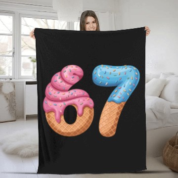 Discover 67 Ice Cream Drip Meme Funny Six Seven Gen Alpha Fleece Blankets