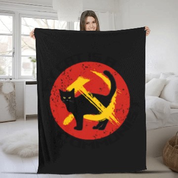 Discover My Cat Is A Communist For Cat Lovers Fleece Blankets