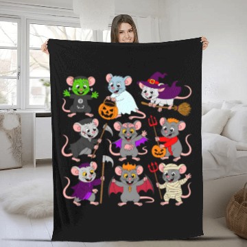 Discover Cute Mice Halloween Costume Funny Trick or Treat Fleece Blankets
