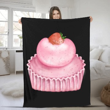 Discover Strawberry Pink Pastry Design Fleece Blankets
