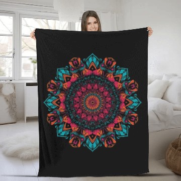 Discover Vivid Floral Mandala Pattern Fleece Blankets