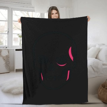 Discover Neon Pink Skull Graphic Design Fleece Blankets