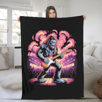 Discover Rocking Sasquatch Guitar Legend at Concert Stage Fleece Blankets