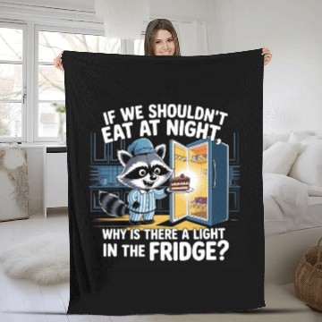Discover Light in the Fridge Funny Midnight Snack Quote Fleece Blankets