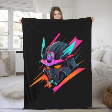 Discover a high-tech warrior helmet Fleece Blankets
