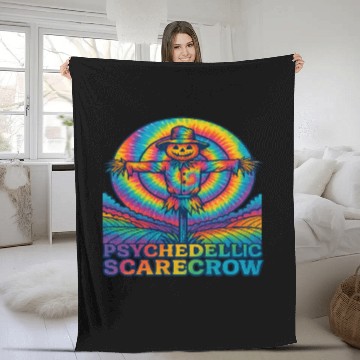Discover Psychedelic Scarecrow Trippy EDM Rave Festival Fleece Blankets