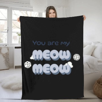 Discover Adorable Meow Duo Typography Design Fleece Blankets