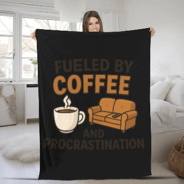 Discover Coffee Fueled Procrastination Illustration Fleece Blankets