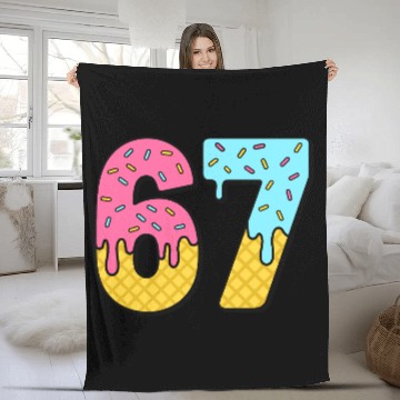 Discover Six Seven Meme Ice Cream Drip Waffle Cone Funny 67 Fleece Blankets