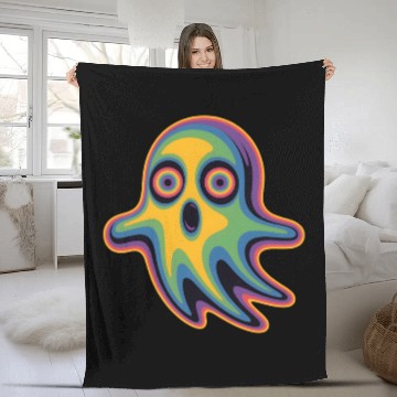 Discover Trippy Ghost Fleece Blankets Vaporwave Psychedelic Rave EDM