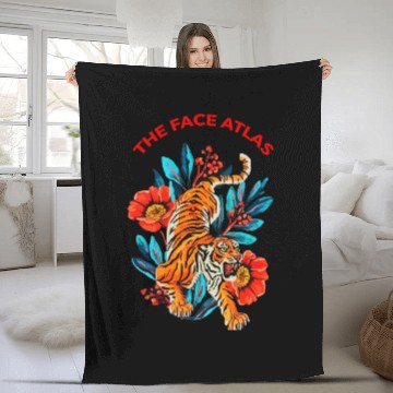 Discover Vibrant Tiger and Floral Tattoo Style Fleece Blankets