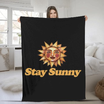 Discover Sun and Smiley Face Motivational Design Fleece Blankets