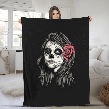 Discover Santa Muerte Holy Woman Fleece Blankets
