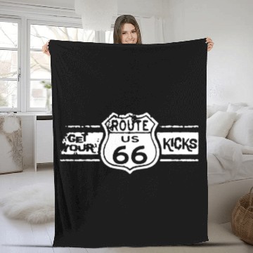 Discover Get Your Kicks Route 66 Mechanics Work Classic Car Fleece Blankets
