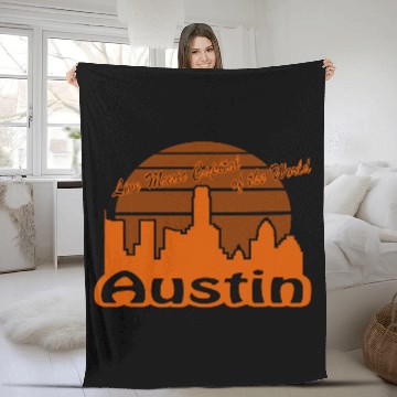 Discover Austin Texas burnt orange Fleece Blankets