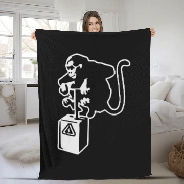 Discover Banksy Detinator Monkey Outline Fleece Blankets