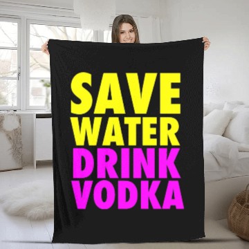Discover Save Water Drink Vodka Neon Party Design Fleece Blankets