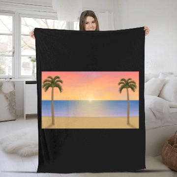 Discover Sunrise / Sunset Beach Scene Fleece Blankets