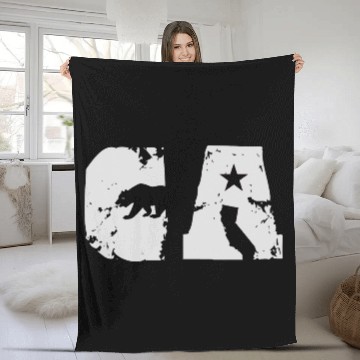 Discover California Bear State Abbreviation Fleece Blankets