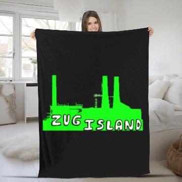 Discover Zug Island Detroit River Industry Fleece Blankets