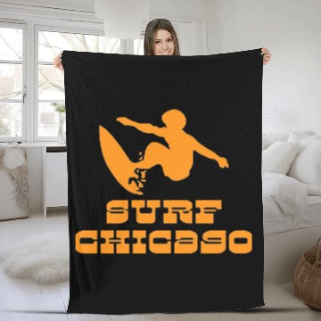 Discover Surf Surfing Chicago Fleece Blankets