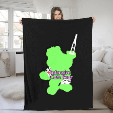 Discover Intensive Care Bear Green Fleece Blankets