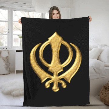 Discover Khanda Sikh Symbol Swords Religion Sikhism Fleece Blankets