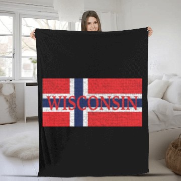 Discover Wisconsin Norwegian Flag Fleece Blankets