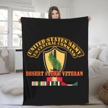 Discover Army - US CENTRAL COMMAND - Desert Storm Veteran Fleece Blankets