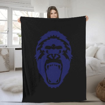 Discover gorilla head wild animal Fleece Blankets