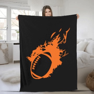 Discover american football ball flame fireball 1 Fleece Blankets