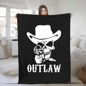Discover Outlaw Cow-Boy Motor Bike Fleece Blankets