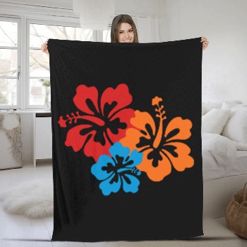 Discover Icon Hibiscus Flowers 2b Fleece Blankets