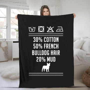 Discover French Bulldog Hair - Washing Label Fleece Blankets