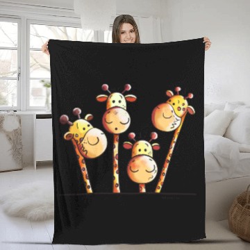Discover Giraffe Family - Giraffes - Kids - Comic -Gift Fleece Blankets