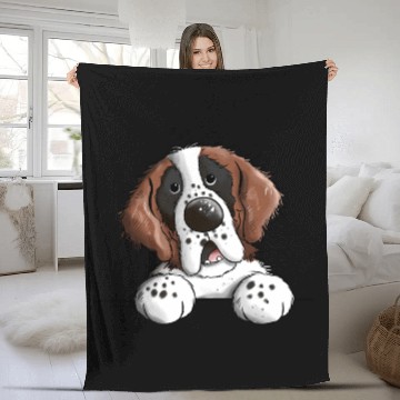 Discover Cute St. Bernard - Dog - Dogs - Cartoon - Gift Fleece Blankets