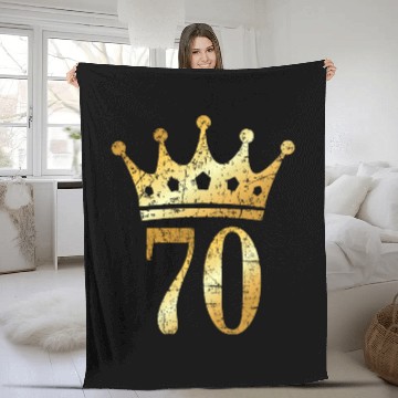 Discover 70th Birthday & Anniversary Crown (Golden-Yellow) Fleece Blankets