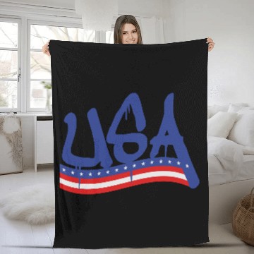 Discover graffiti text banner usa united states america 3 c Fleece Blankets