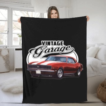 Discover Vintage Camaro Garage Fleece Blankets