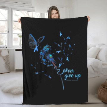 Discover Dandelion never give up funny diabetes awareness Fleece Blankets