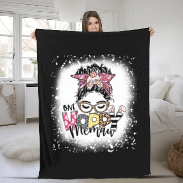 Discover One Hoppy Memaw Grandma Bunny Messy Bun Easter Ble Fleece Blankets