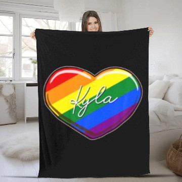 Discover LGBT Pride Heart - First Name "Kyla" Rainbow Heart Fleece Blankets