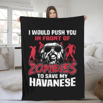 Discover Save My Havanese Dog From Zombies Funny Halloween Fleece Blankets