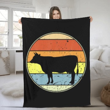 Discover Cow Farm Animal Retro Vintage Fleece Blankets