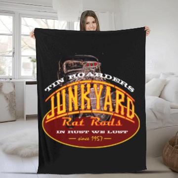 Discover Tin Hoarders Junkyard Rat Rods Funny Fleece Blankets