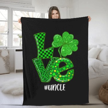 Discover Love Uncle St Patrick's Day Green Plaid Leopard Sh Fleece Blankets